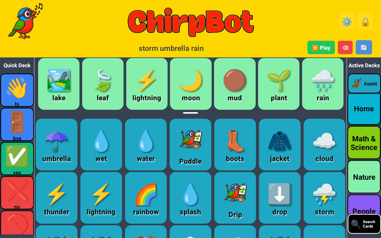 ChirpBot redesigned with consistent category-based word suggestions